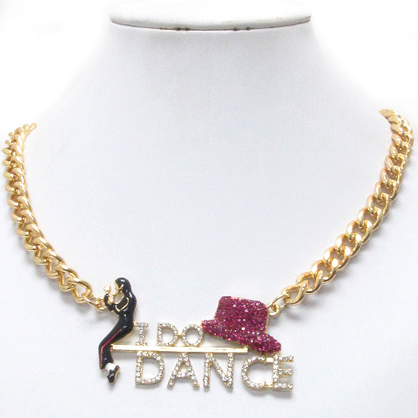CRYSTAL AND EPOXY DECO I DO DANCE NECKLACE