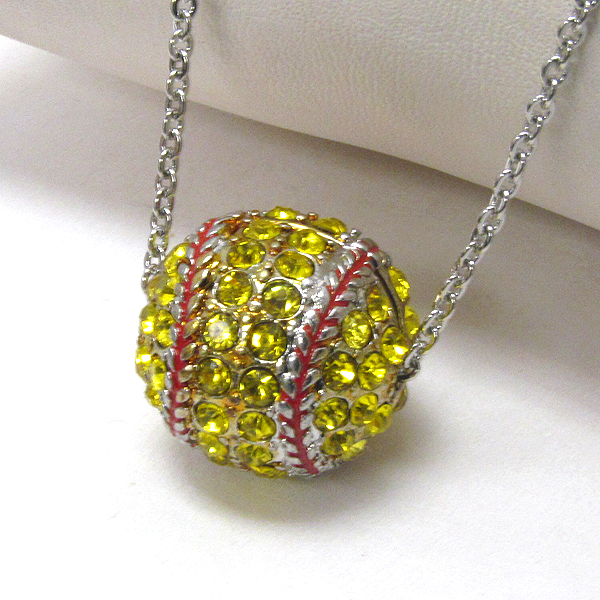PREMIER ELECTRO PLATING CRSYTAL SOFTBALL NECKLACE - SPORTS