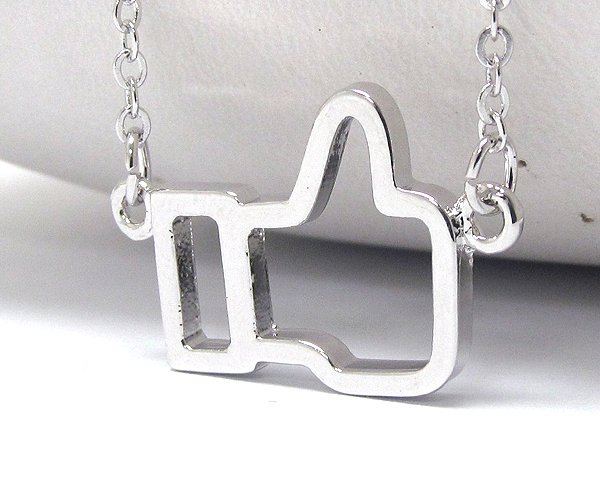 WHITEGOLD PLATING CRYSTAL THUMBS UP PENDANT NECKLACE