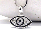 WHITE GOLD PLATING CRYSTAL STUD GUARDIAN EVIL EYE PENDANT NECKLACE