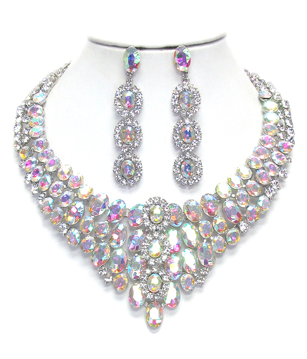 LUXURY CLASS VICTORIAN STYLE AND AUSTRIAN GLASS CHUNKY PARTY NECKLACE SET
