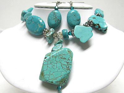 Wholesale Stones  Jewelry on N11265tq 112511 Wholesale Fashion Jewelry Chunky Turquoise Stone