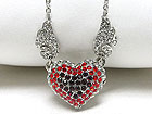 CRYSTAL PUFFY FLYING HEART CHARM LINK NECKLACE