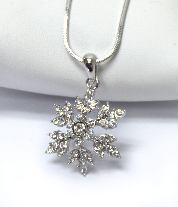 MADE IN KOREA WHITEGOLD PLATING CRYSTAL SNOWFLAKE NECKLACE