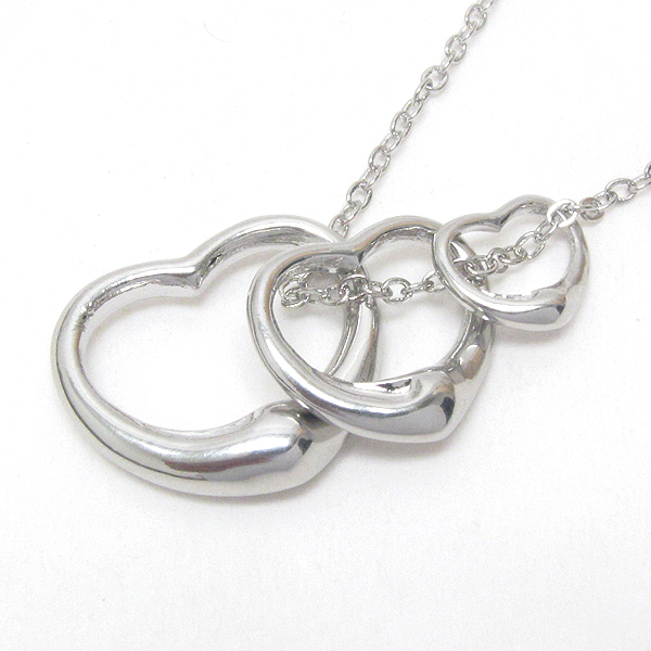 PREMIER ELECTRO PLATING TRIPLE HEART TIFFANY STYLE NECKLACE