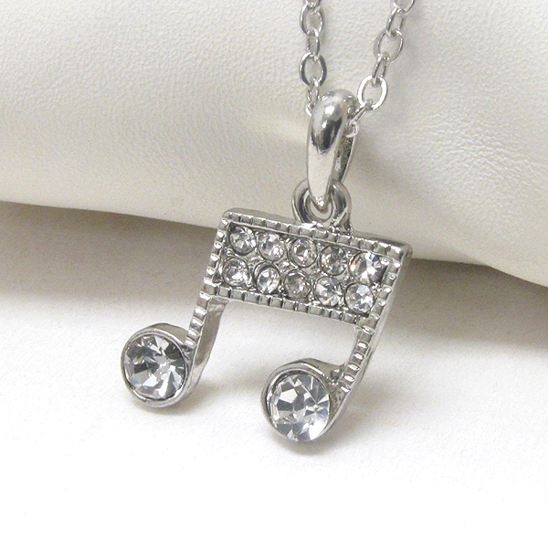 PREMIER ELECTRO PLATING CRYSTAL DECO MUSIC NOTE NECKLACE