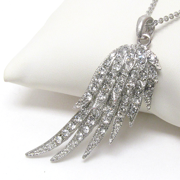 PREMIER ELECTRO PLATING CRYSTAL DECO ANGEL WING PENDANT NECKLACE