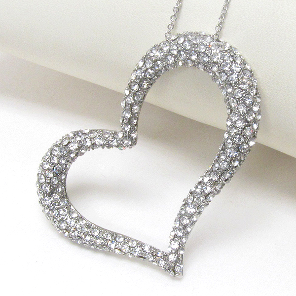 PREMIER ELECTRO PLATING CRYSTAL DECO TIFFANY STYLE HEART PENDANT NECKLACE -valentine