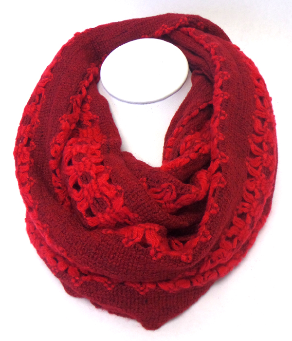 LACE AND TRIM WIDE WINTER INFINITY SCARF