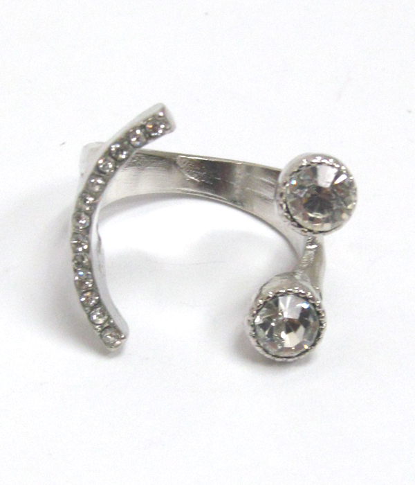 CRYSTAL SMILE FACE OPEN RING