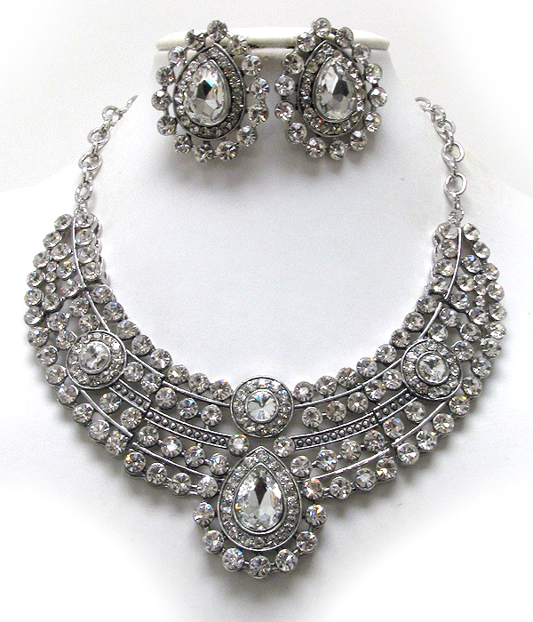 LUXURY CLASS AUSTRIAN CRYSTAL SUD BIB STYLE NECKLACE AND EARRING SET