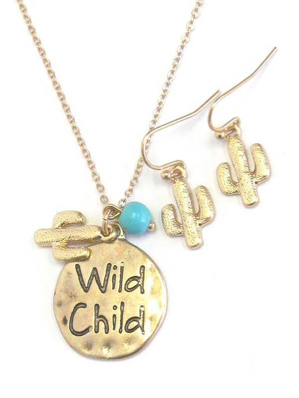 SOUTHERN COUNTRY STYLE DISK PENDANT NECKLACE SET - WILD CHILD