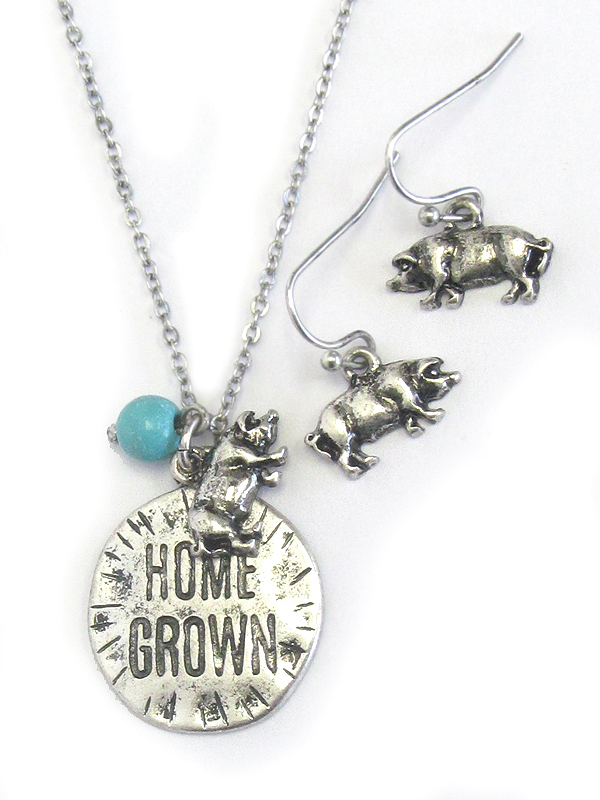 SOUTHERN COUNTRY STYLE DISK PENDANT NECKLACE SET - HOME GROWN