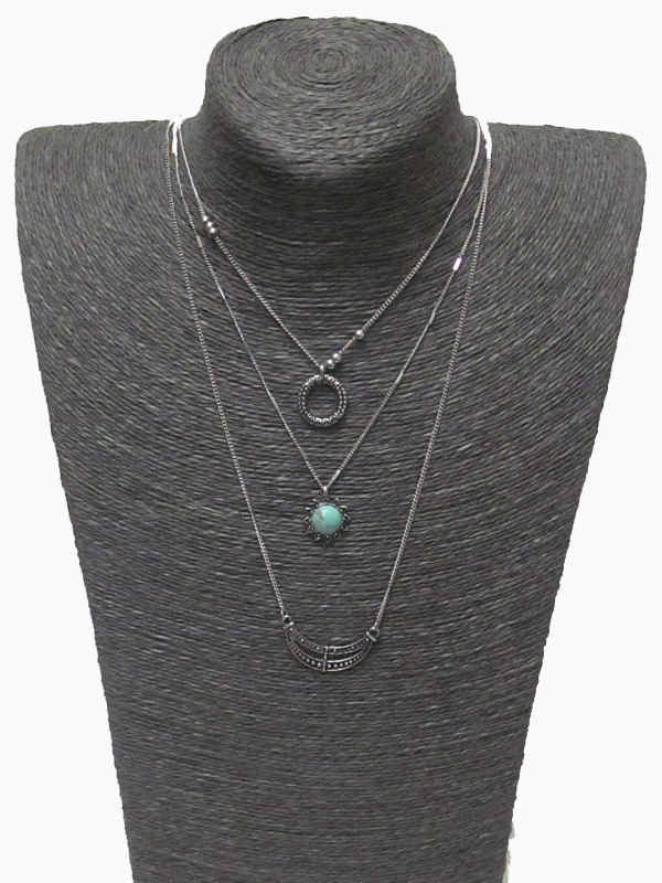 3 LAYER CHARM CHAIN NECKLACE SET 