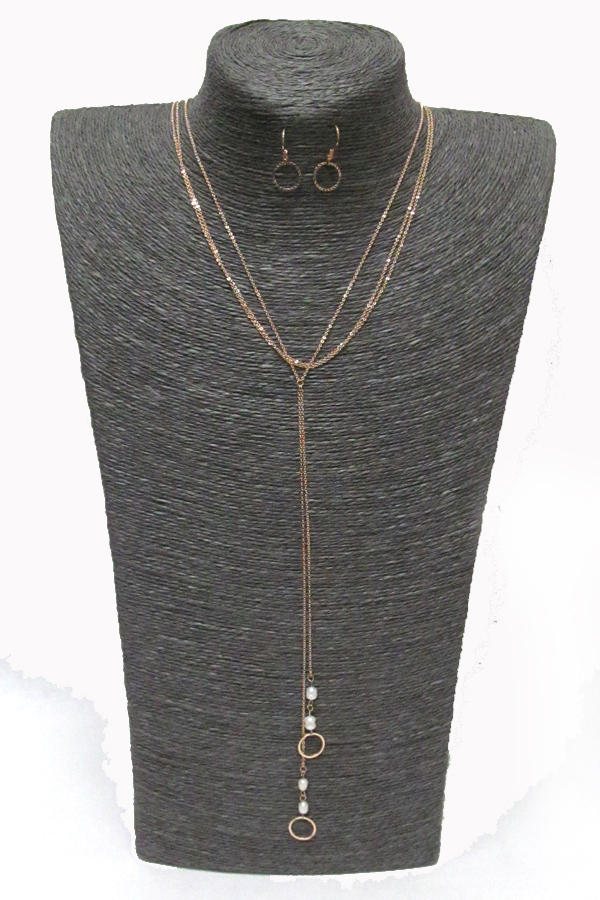 2 LAYER PEARL DROP NECKLACE SET