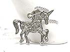 WHITE GOLD PLATING CRYSTAL UNICORN HORSE NECKLACE