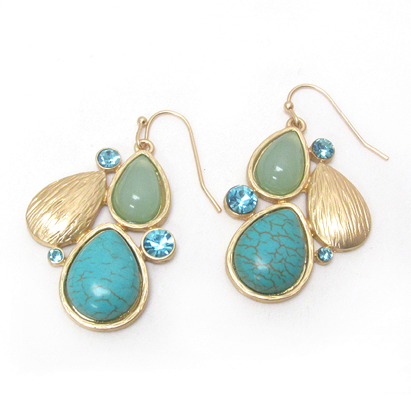 CRYSTAL AND TEARDROP TURQUOISE MIX EARRING