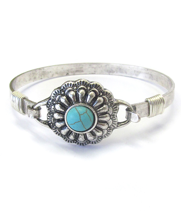 SOUTHERN COUNTRY STYLE TURQUOISE CONCHO WIRE BANGLE BRACELET