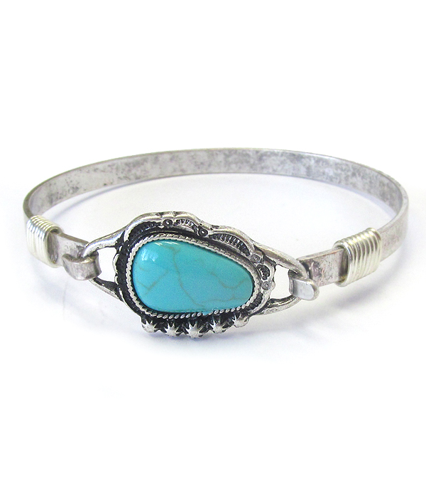 SOUTHERN COUNTRY STYLE TURQUOISE WESTERN WIRE BANGLE BRACELET
