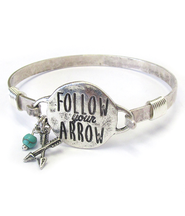 SOUTHERN COUNTRY STYLE WIRE BANGLE BRACELET - FOLLOW YOUR ARROW