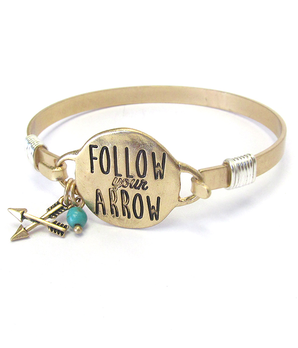 SOUTHERN COUNTRY STYLE WIRE BANGLE BRACELET - FOLLOW YOUR ARROW