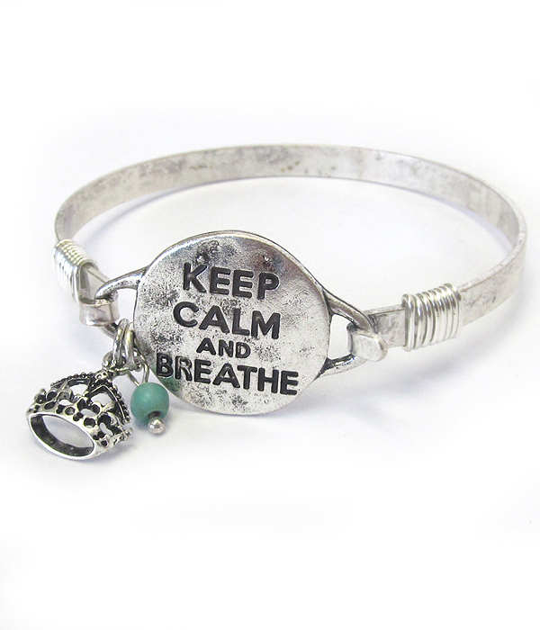 SOUTHERN COUNTRY STYLE WIRE BANGLE BRACELET - KEEP CALM AND BREATHE