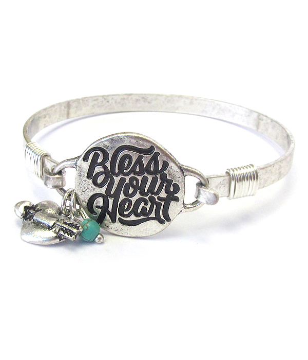 SOUTHERN COUNTRY STYLE WIRE BANGLE BRACELET - BLESS YOUR HEART