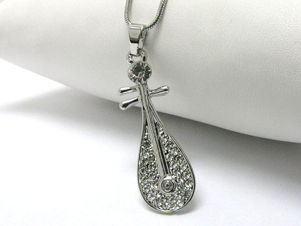 CRYSTAL STUD MUSIC INSTRUMENT PENDANT NECKLACE