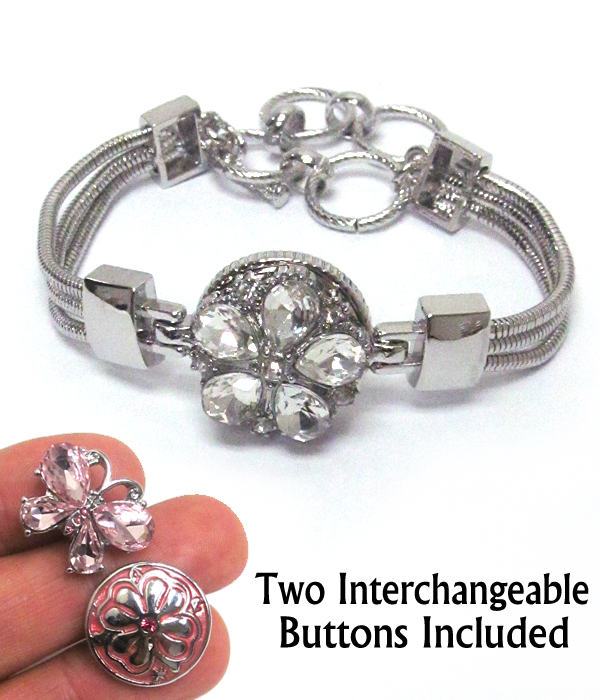 INTERCHANGEABLE BUTTON TOGGLE BRACELET - RANDOMLY PICK TWO BUTTONS INCLUDED