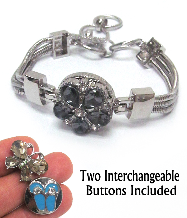 INTERCHANGEABLE BUTTON TOGGLE BRACELET - RANDOMLY PICK TWO BUTTONS INCLUDED