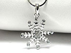 WHITE GOLD PLATING CRYSTAL SNOWFLAKE PENDANT NECKLACE