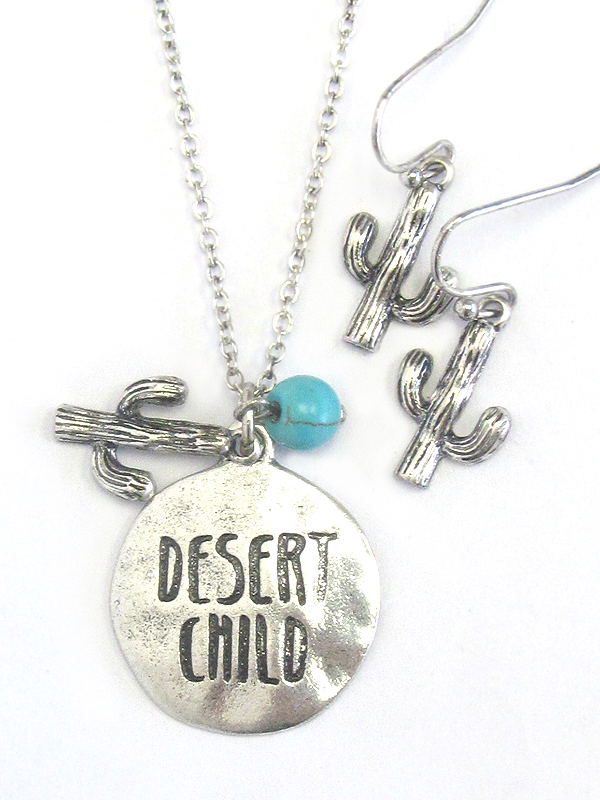 SOUTHERN COUNTRY STYLE DISK PENDANT NECKLACE SET - DESERT CHILD