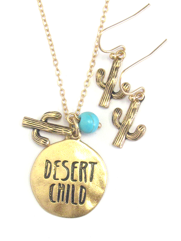 SOUTHERN COUNTRY STYLE DISK PENDANT NECKLACE SET - DESERT CHILD
