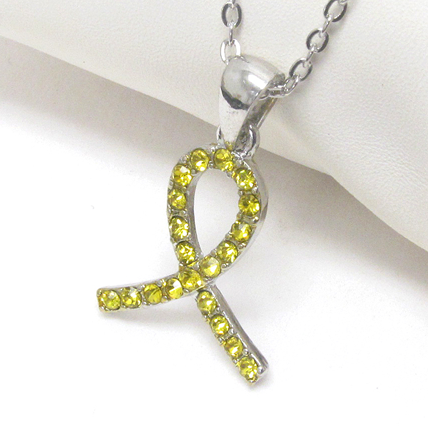 PREMIER ELECTRO PLATING CRYSTAL DECO RIBBON OR BOW PENDANT NECKLACE