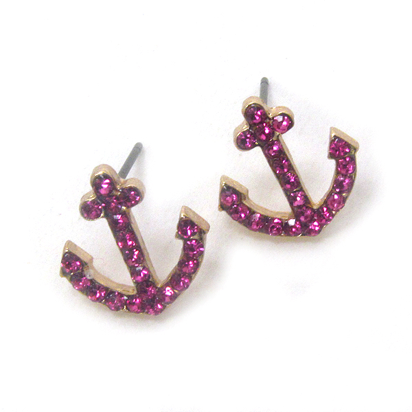 PREMIER ELECTRO PLATING CRYSTAL DECO ANCHOR STUD EARRING