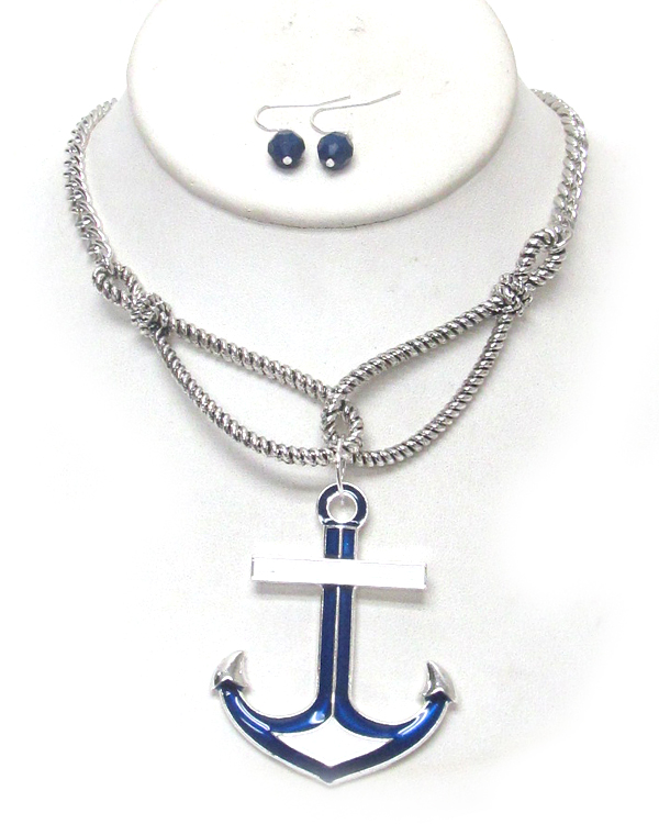 EPOXY ANCHOR AND ROPE CHAIN NECKLACE SET