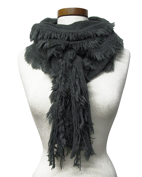 100% POLYESTER FRINGES ALL OVER SCARF