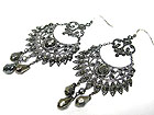 METALLIC STONE DANGLE CRYSTAL STUD EARRING