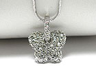 WHITE GOLD PLATING CRYSTAL BUTTERFLY PENDANT NECKLACE