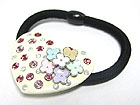 CRYSTAL STUD ACRYL HEART PONY TAIL HOLDER