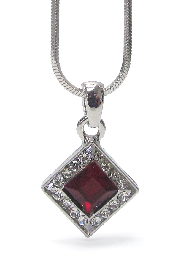 WHITEGOLD PLATING CUBIC AND CRYSTAL PENDANT NECKLACE