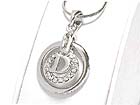 WHITE GOLD PLATING DESIGNER INSPIRED CRYSTAL DOUBLE ROUND PENDANT NECKLACE