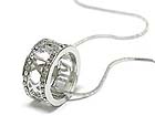 WHITE GOLD PLATING CRYSTAL SIDE DESIGNER ROMAN NUMBER RING INSPIRED NECKLACE