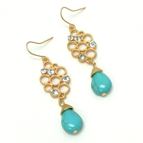 CRYSTAL BUBBLE DECO AND TURQUOISE DEOP EARRING