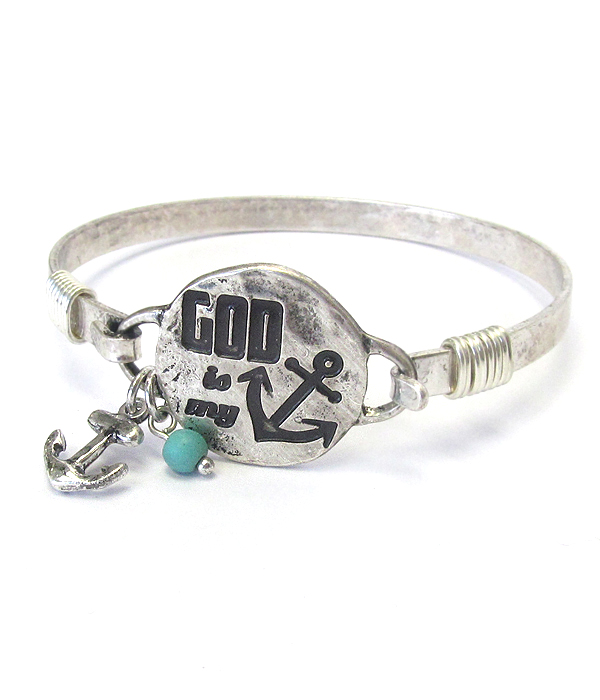WIRE BANGLE BRACELET - GOD IS MY ANCHOR