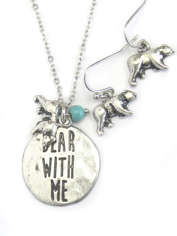 DISK PENDANT NECKLACE SET - BEAR WITH ME