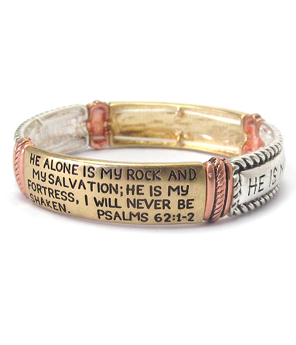 RELIGIOUS INSPIRATION MESSAGE STRETCH BRACELET - HE IS MY ROCK