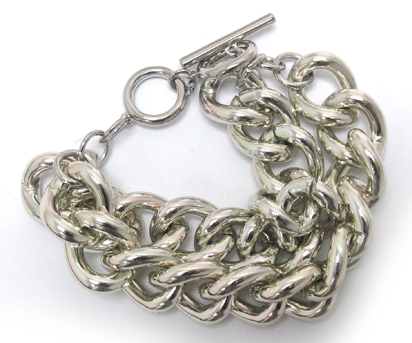 TWO METAL THICK CHAIN LINK BRACELET