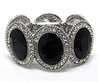MULTI CRYSTAL AND MULTI FACET GLASS METAL STRETCH BRACELET