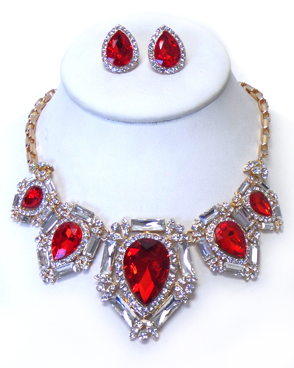 LUXURY CLASS VICTORIAN STYLE AND AUSTRALIAN CRYSTAL GLASS MULTI CLEAR CRYSTALS NECKLACE SET